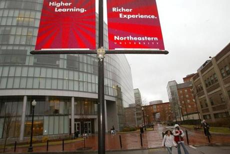 Students made their way across Northeastern?s Boston campus.
